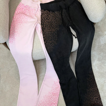 Y2K Leopard Print Fashion Knitted Sportswear Two-Piece Set Women's Casual Fit Yoga Sexy Slim High Waist Casual Sports Pants