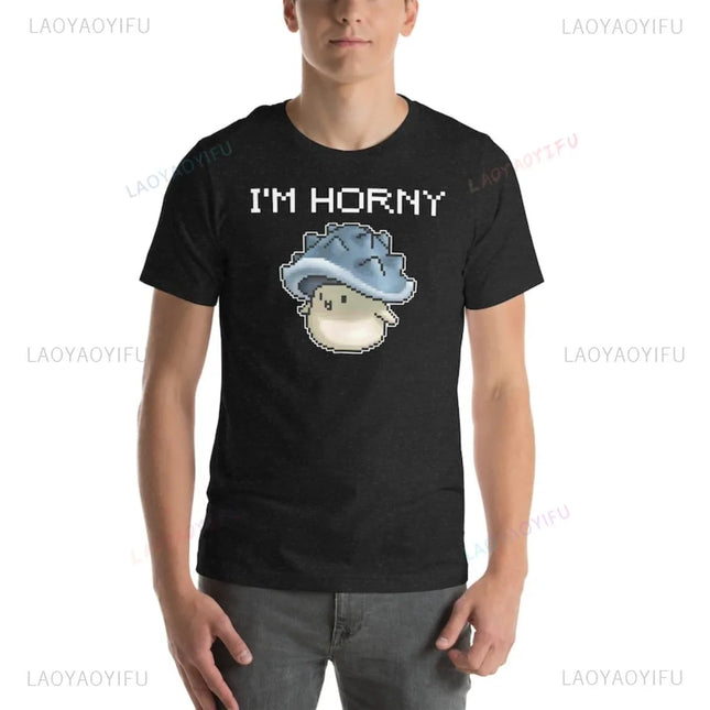 ICH BIN GEIL! MapleStory Pilz Witz T-Shirt Retro Pixel Style Gaming Harajuku Damen T-Shirt Lässige Mode Kurzarm Herren T-Shirts