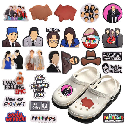 Single Sale 1pcs PVC Social Woker Epic Man Don't Be An Idiot Assistant Friends False Office Shoe Charms Accessories Decorations 