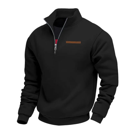 American autumn and winter heavy fleece long-sleeved men's sweater half zipper loose stand-up collar pullover men's sweater