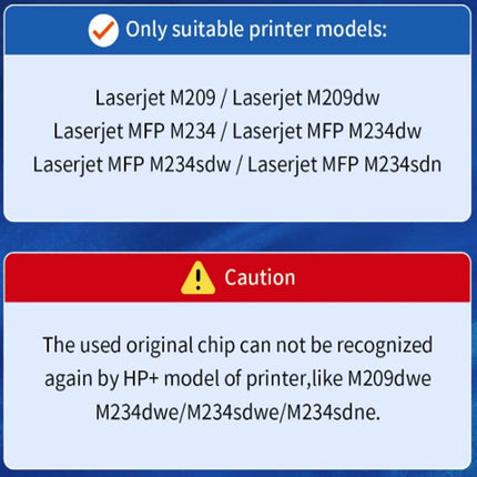 Compatible printer list for W135A toner; won't work with e-model printers