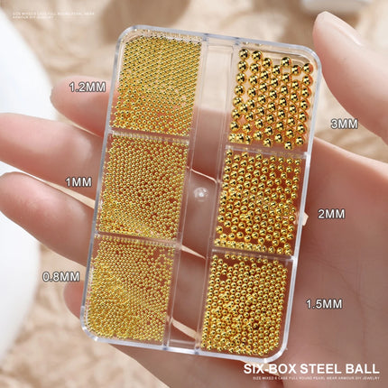 1 Box Half Round Flatback Nail Rhinestones Multi Size Gold& Silver Metal Pearls Caviar Nail Art Decorations Flat Back Gold Beads