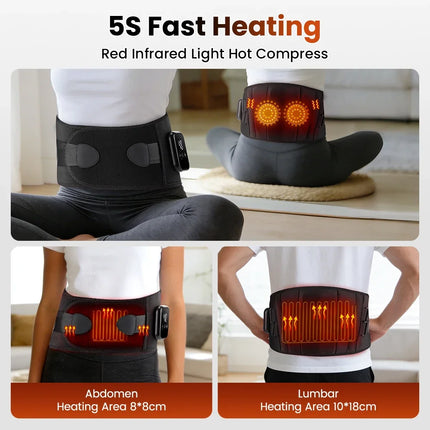New Upgrade Electric Heating Waist Massager Support Belt Vibration Infrared Hot Compress Brace Belt Back Relax 3 Gear Adjustment