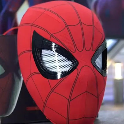 2026 Popular Breathable Spider Man Headset with Chin Operable Blink Touch Glowing Mask Miles Halloween Cosplay Boys Headgear Toy