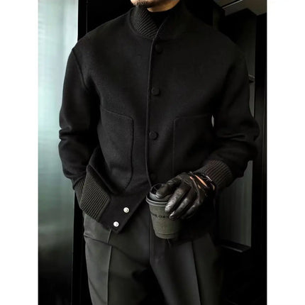 Men's Autumn/Winter Top Coat Stand-up Collar Buttons Solid Color Simple Comfortable Casual Design Fashion Advanced Soft Niche