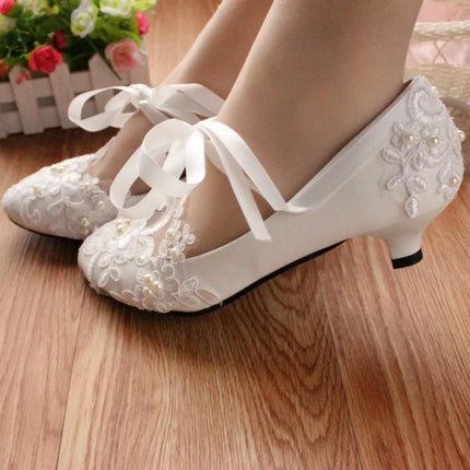 3cm/5cm/8cm Strap White Plus Size Flat Wedding Shoes Bride's Wedding Dress Bridesmaid's Shoes