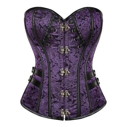 Steampunk Overbust Corset Retro Gothic Clothing Women Clubwear Bustiyer Corselet