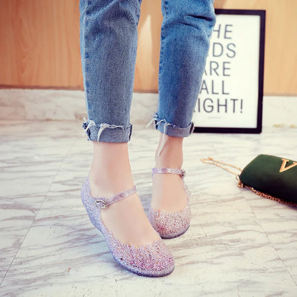 Slope heel sandals 2025 summer hollow out women's shoes hole shoes thick soled jelly shoes women's sandals