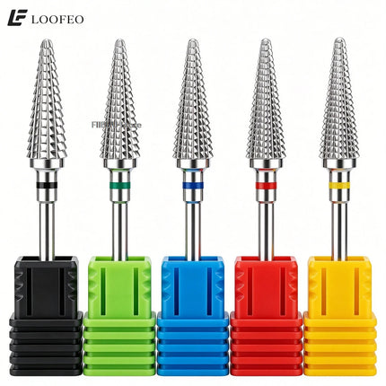 5pcs Stainless Steel Nail Drill Bit for Gel Removal Cuticle Burr Bits Milling Cutter For Manicure Pedicure Nail E-File Bit Set