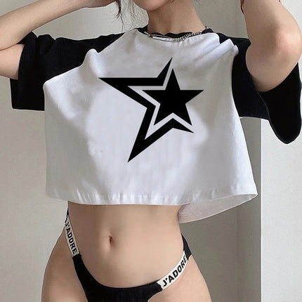 Y2k Star Girl fairy grunge  goth crop top girl 90s kawai gothic  fairycore t-shirts cropped