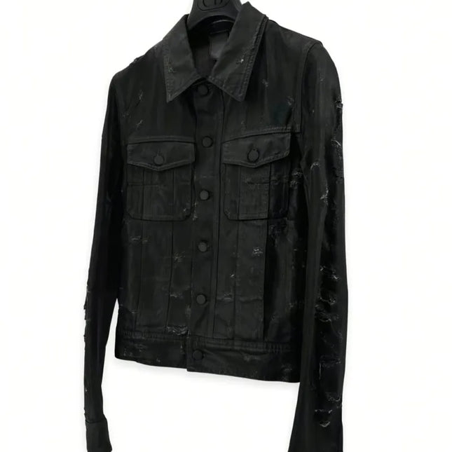 HKSH Herren-Frühlings-Herbst-Tide-Chic-Ins-Dark-Waste-Land-Stil-Schwer-gewachste-Denim-Jacke-High-Street-Luxus-Vielseitige-Mäntel HK24221