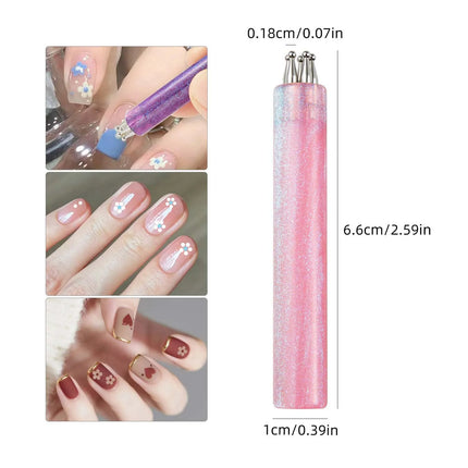 5 Petal Flower Nail Dotting Pen, One Stroke Design Tool for Nail Art, Acrylic Handle Dotting Pen, Easy DIY Nail Painting Tools