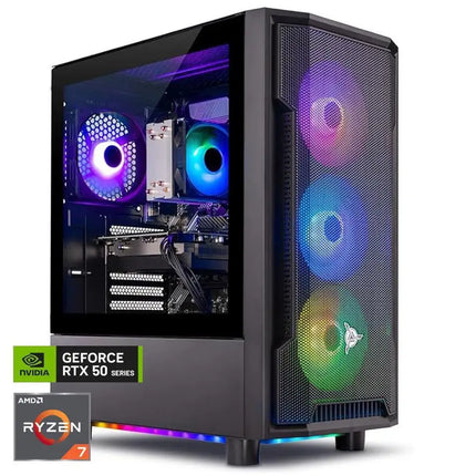 Skytech Gaming Shadow Gaming PC, AMD Ryzen 7 5700 3.7GHz, NVIDIA RTX 5060 Ti 8GB VRAM, 1TB NVMe SSD, 16GB DDR4 RAM 3200, 650W GOLD PSU, Wi-Fi, Win 11, Desktop