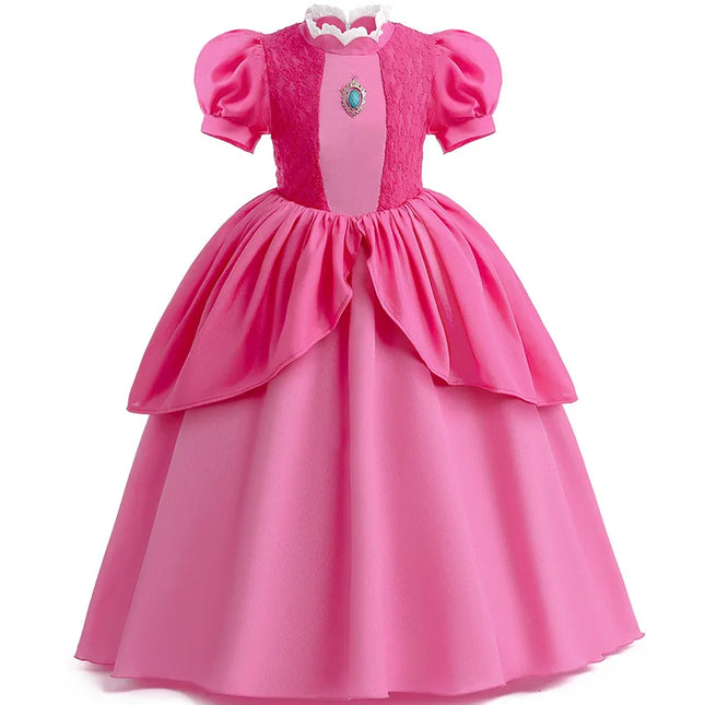 Pfirsich Prinzessin Kostüm für Mädchen Ballkleid Prinzessinnenkleid Kinder Cosplay Halloween Karneval Geburtstagsparty Kleid für 3-10 Jahre