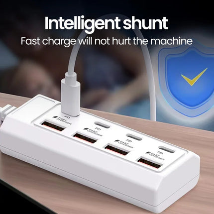 8 in 1 USB Electrical Socket 25W Fast Charging Power Outlet Adapter Docking Stations USB Splitter Converter USB - product ima