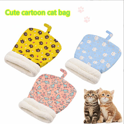 Soft Cuddly Pet Sleeping Bag for Kitten Puppy Fluffy Feel Thickened Warm Nest Pocket Quilt Bed Comfortable Warmth