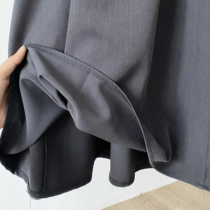 Frence Women Skirts Patchwork Irregular Design Dark Gray A-line Elegant High Waist Long Skirt Summer Fashion Young Office Lady