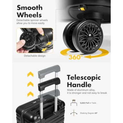 Underseat Carry On Luggage Airline Approved, Small Hard Shell Suitcase with TSA Lock Spinner Wheels, Lightweight Personal Item