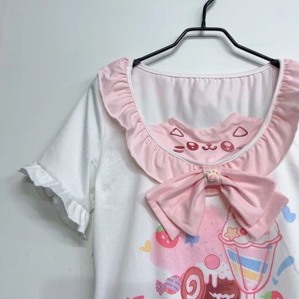 Y2k Cutecore Summer Women Korean Japan Harajuku Short Sleeve Egirl Anime T-shirts Aesthetic Oversized Kawaii Tshirt Tops Clothes