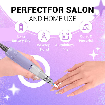 Professional Nails Drill Machine - Electric, Cordless, Aluminium Alloy Casing, 35000 RPM, HD Display for Salon & Home Use