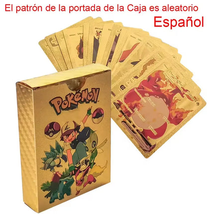 55pc English card Charizard Gold Foil Cards Golden Letters English Spanish Game Card Metalicas Vmax Gx Series Giftu