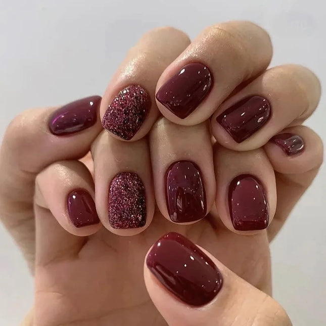 24 Pcs Uñas Postizas Cortas Ovaladas Rosas Degradadas con Acabado Brillante Cobertura Completa para Mujer y Niña, Arte de Uñas Removible y Ponible