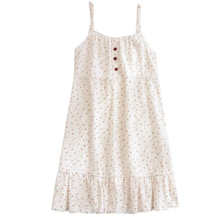 Pajamas Soft Floral Print Nightgown Comfortable Casual Sleeping Skirt Elegant Nightdress Home Wear
