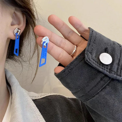 Personality Zipper Stud Earrings Fashion Jewelry For Women Unusual Earrings 2026 Geometry Ear Ring Pop Hip Hop Piercing Jewelry