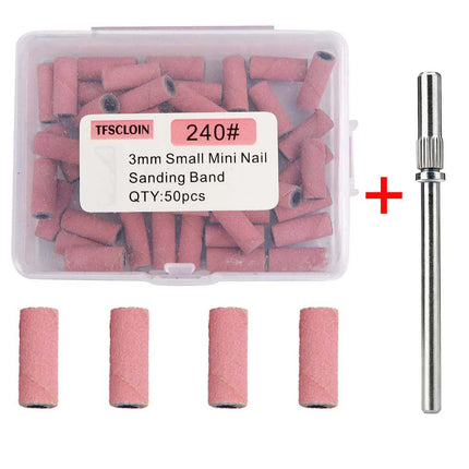 50pcs/Box Sanding  Bands For Electric Manicure Machine 80/150/180/240 Grit Nail Drill Grinding Bit Files Pedicure Tool Set