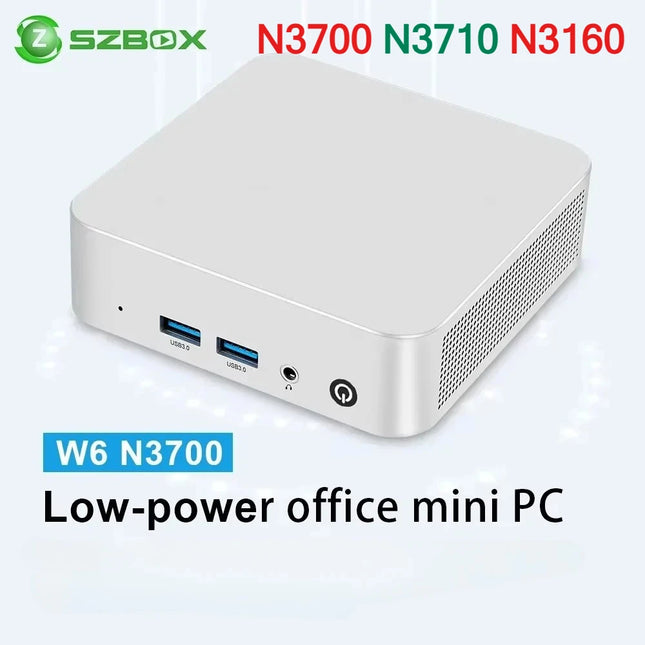 SZBOX W6 Intel N3700/ N3710/N3160 Mini-PC DDR 2*SATA SSD Wifi BT Pocket Office Computer Windows 10 Computer