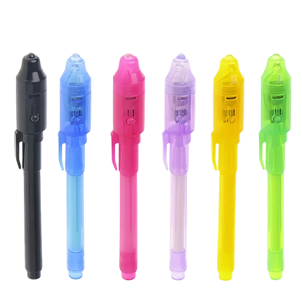 12pcs Luminous Light Pen Magic Purple 2 in 1 UV Black Light Combo Drawing Invisible Ink Pen Learning Education Toys for Child