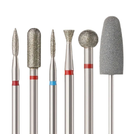 6Pcs Diamond Sand Nail Files Drill Cuticle Polishing Bit Nail Grinding Head Electric Manicure Set for Removing Acrylic Nails Gel