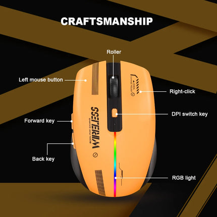 LT-T19 Ergonomic Rechargeable Gaming Mouse USB 2.4G Wireless RGB Light Desktop PC Computers Notebook Laptop Mice - product im