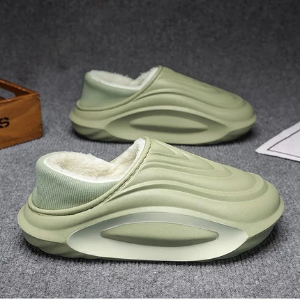 Winter Thickened Non-slip Waterproof Warm Lined Cotton Slippers EVA Material Indoor Bathroom Parent-child Couple Home Slippers