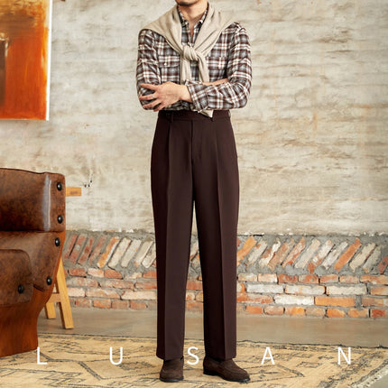 Italian Casual Wide-leg Trousers British High Waist Loose Straight-leg Trousers Gentleman's Non-ironing Long Pants Trendy Men