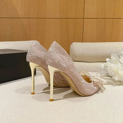 Fashionable 2025 New Bride Dress Shoes Crystal High Heels Bridesmaid Gift Adult Elegant Flats Rubber Upper Summer Season