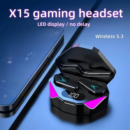 X15 TWS Wireless Bluetooth Headset LED Display Gamer Earbuds with Mic Wireless Headphones Noise Cancelling - product image fr