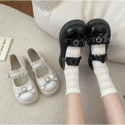 New Fashion Buckle Women's Pumps Spring Autumn Mary Jane Solid Butterfly Knot Platform Casual Round Toe Ladies Shoes
