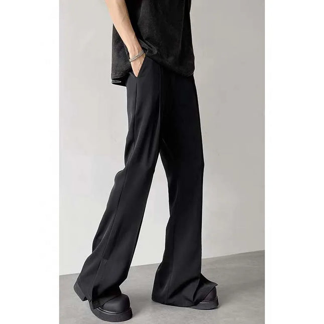 Pantalones de traje de hombre acampanados sueltos informales coreanos de moda social de oficina de 2026, color marrón y negro