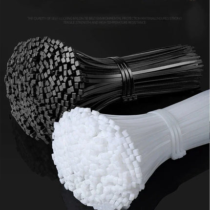1000/100Pcs Nylon Cable Ties Self-locking Cord Ties Straps Adjustable Cables Fastening Loop Home Office Wire Zip - product im