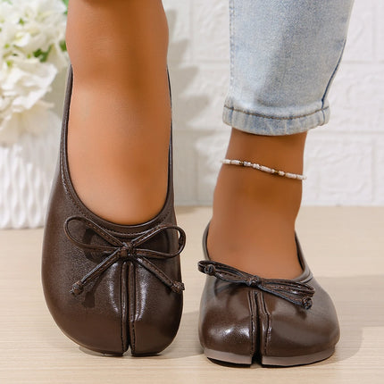 Soft Split Toe Tabi Ballet Flats Women Bowknot Leather Round Toe Ballerina Shoes Low Heel Slip On Loafers Casual Moccasins 2026