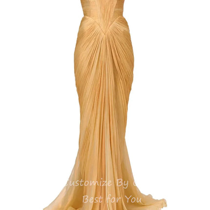 OIMG Chic Sweetheart Neck Mermaid Prom Gowns Backless Pleated Party Gown Floor Length Evening Dress vestidos de gala Customized