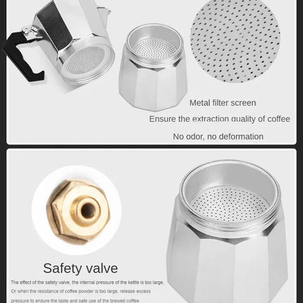 Mocha Coffee Pots Italian Aluminum Octagonal Pot Coffee Cup Maker Tea Maker Portable Coffee Maker