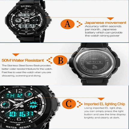 Skmei Kid's Digital Sport's Watches Boy Girl Fashion Dual Time Children Led Waterproof Electronic Wristwatch Relogio Masculino