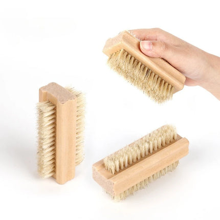 Nail Brush Double Sided Wood Handle Soft Bristle For Manicure Pedicure Dust Clean Nail Care Tool Salon Beauty Accessory