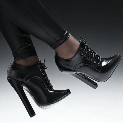 6 Inch High Heel Shoes Lace Up Pointy Toe Unisex Fetishheels Vintage Drag Queen Pump