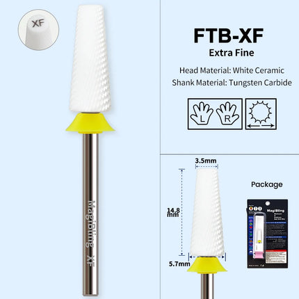 5-IN-1 Ceramic Nail Drill Bits for Efile Flat Top Left Right Hand Use Bit Hard & Soft Gel Removal Polishing Manicure Salon Tools