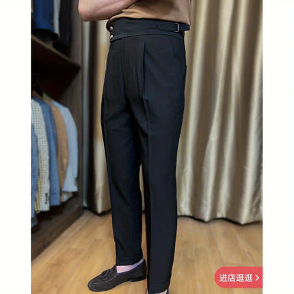 British Gentleman High Waist Trousers Trendy Italian Business Casual Straight Non-ironing Fashion Ruffian Handsome Casual Pants