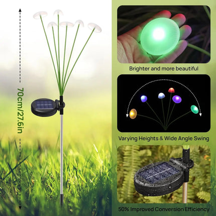 Solar Garden Lights Dual Mode LED Solar Mushroom Lights Waterproof Decor Yard Patio Pathway Jellyfish for Garden Ambiance Decor