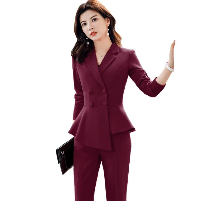 2023 Spring Summer Formal Ladies Double Breaste Blazer And Pants Suits Office Uniform 2XL Size Pants - product image 2